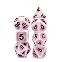 Ancient Pink 7pc Dice Set Inked in Black