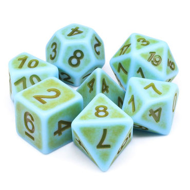 Ancient Teal 7pc Dice Set Inked in Black