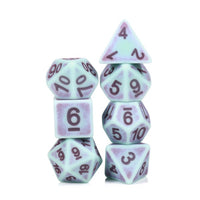 Ancient Sky Blue 7pc Dice Set Inked in Purple