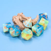 Tranquil Summer 7pc Dice Set Set inked in Orange