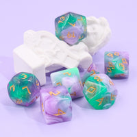 Cheerful Morning 7pc Dice Set Set inked in Gold