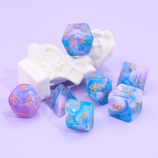 Land of Tenderness 7pc Dice Set Set inked in Gold