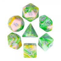 Weeping Willows 7pc Dice Set inked in Silver