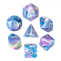 Violet in Bloom 7pc Dice Set inked in Silver