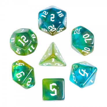 Babble Brook 7pc Dice Set inked in White