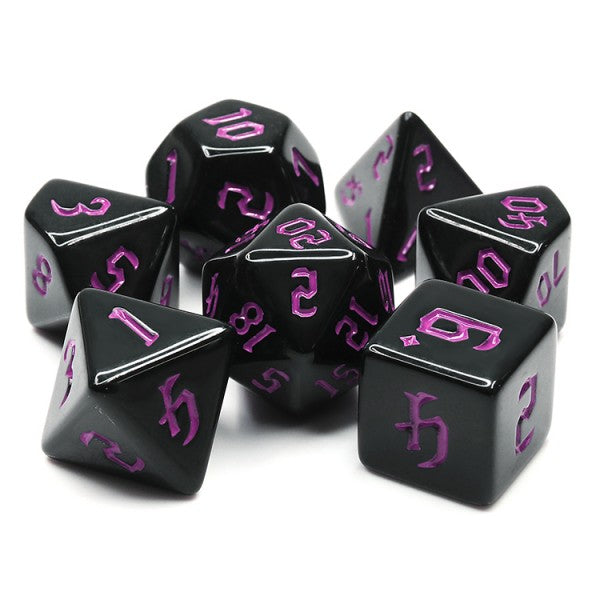 Chon Drite 7pc Dice Set inked in Purple