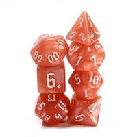 Beige Pearl 7pc Dice Set inked in White
