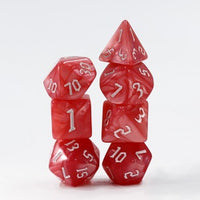 Rose Pink Pearl 7pc Dice Set inked in White