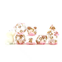 Polar Bear 7pc Dice Set for TTRPG inked in Gold