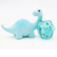 Teal Dino 7pc Dice Set for TTRPG inked in Gold