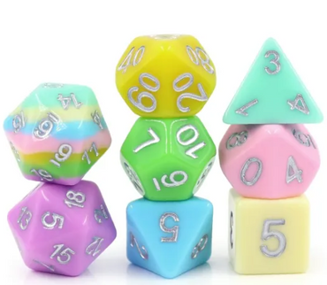 Harmony Source 8pc Dice Set inked in Silver