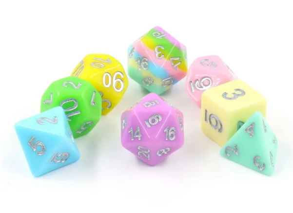 Harmony Source 8pc Dice Set inked in Silver