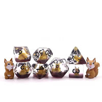 Squirrel 7pc Dice Set for TTRPG inked in Black