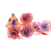 Purple Octopus 7pc Dice Set for TTRPG inked in Gold