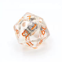 Skull 7pc Dice Set for TTRPG inked in Orange