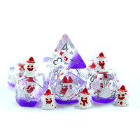 Bloody Demon King 7pc Dice Set for TTRPG inked in Silver