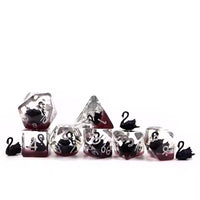 Black Swan 7pc Dice Set for TTRPG inked in Silver