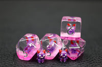 Purple Demon 7pc Dice Set for TTRPG inked in Silver