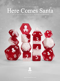 Here Comes Santa 14pc Dice Set Inked in White