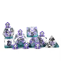 Purple Reaper 7pc Dice Set for TTRPG inked in Black