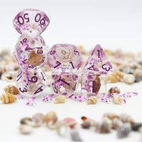 Purple Koi 7pc Dice Set for TTRPG inked in Purple