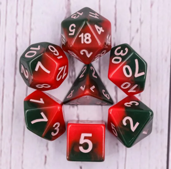 Inflamed Fire 7pc Dice Set inked in White