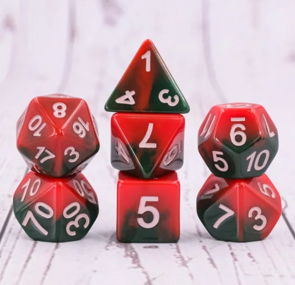 Inflamed Fire 7pc Dice Set inked in White