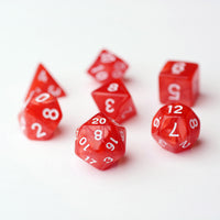 Red Pearl 7pc Dice Set inked in White