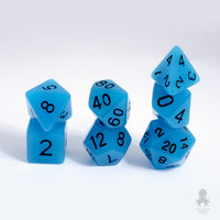 Glow in the Dark Blue Dice Set for RPGS