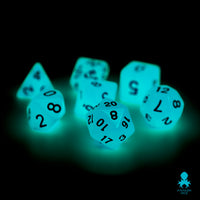 Glow in the Dark Blue Dice Set for RPGS