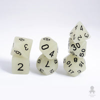 Glow in the Dark White Dice Set for RPGS