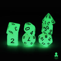 Glow in the Dark White Dice Set for RPGS