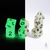 Glow in the Dark White Dice Set for RPGS