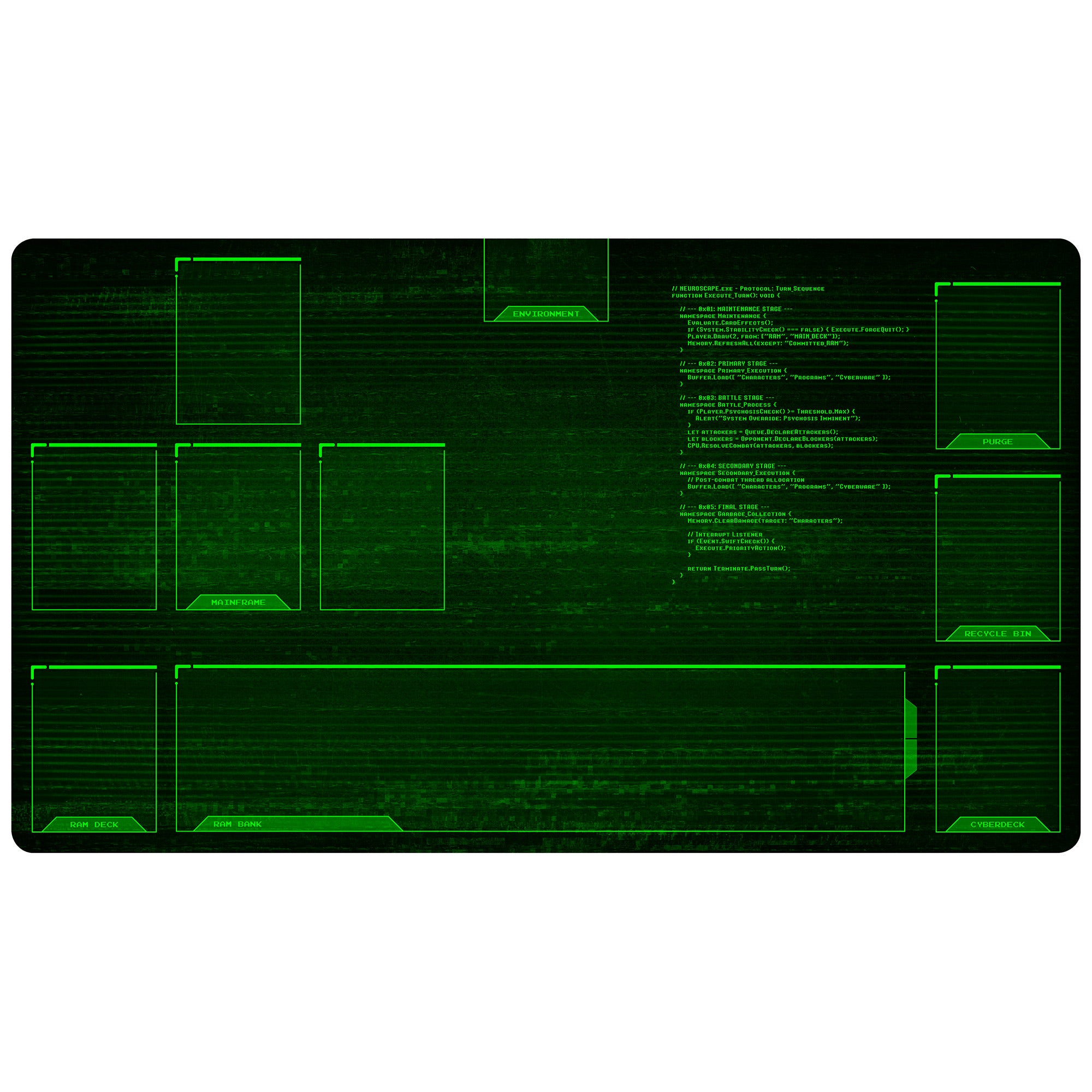 Neuroscape Playmat with Zones - Green Monochrome Glitch