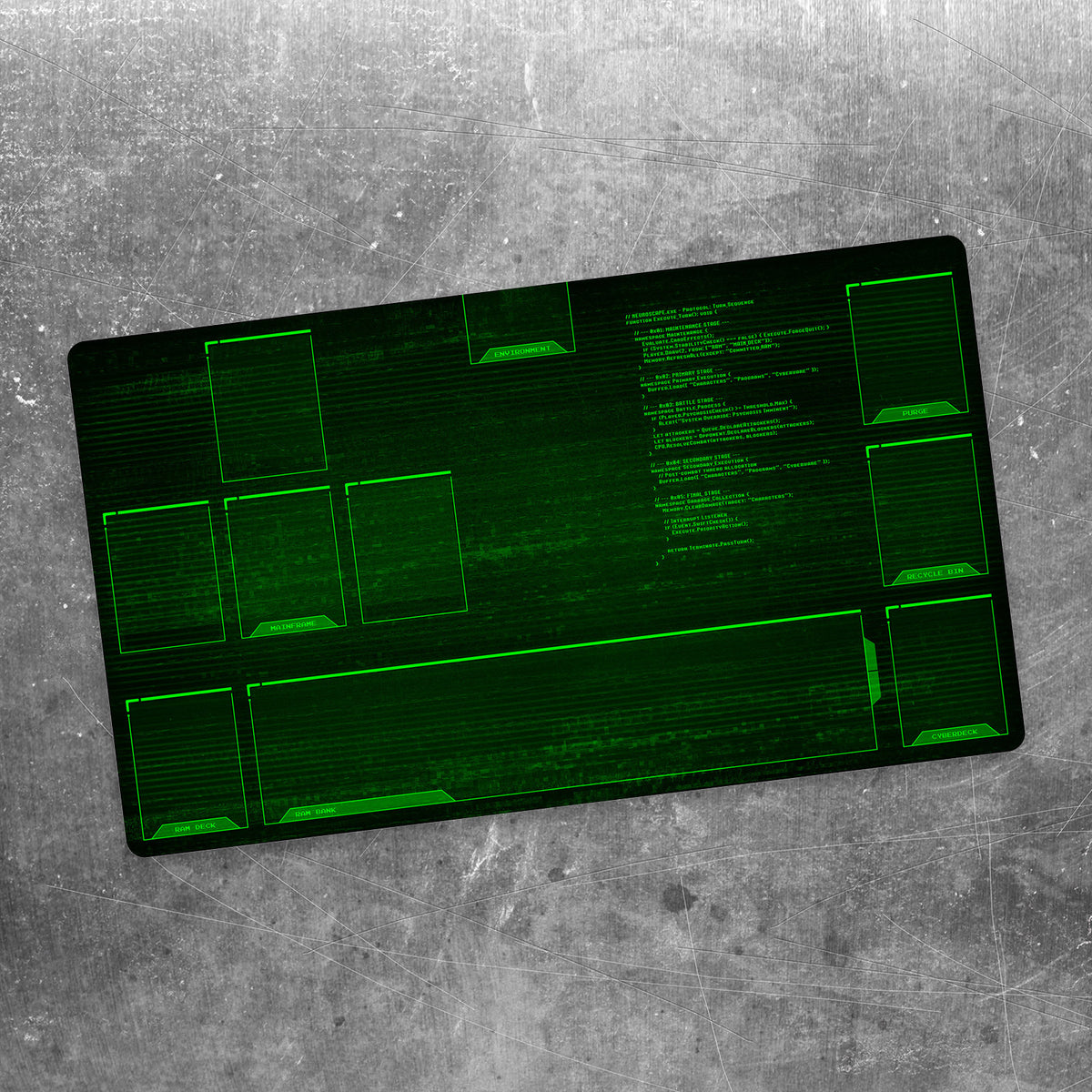 Neuroscape Playmat with Zones - Green Monochrome Glitch