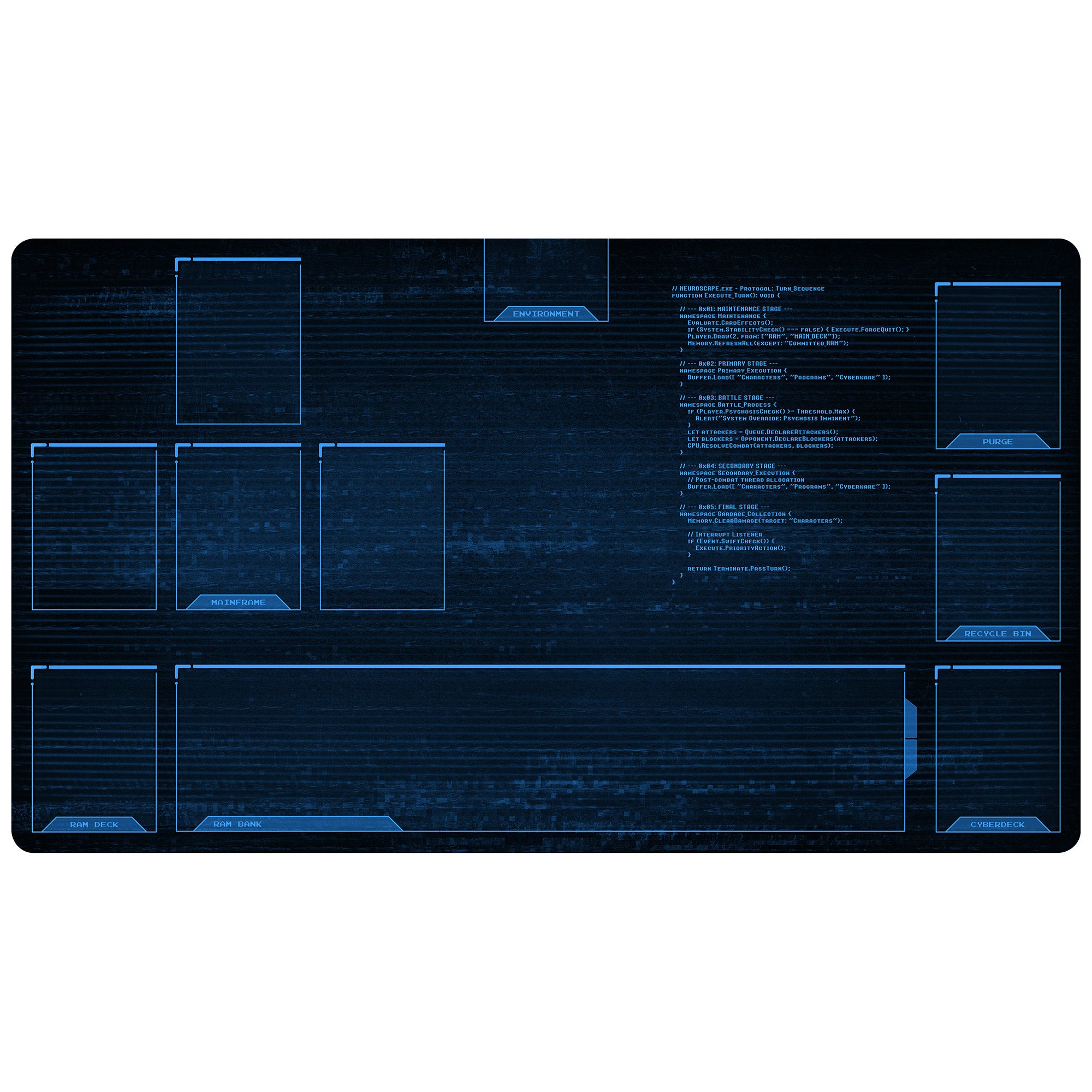 Neuroscape Playmat with Zones - Blue Monochrome Glitch
