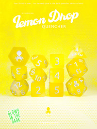 Lemon Drop Quencher Glow in the Dark 12pc Dice Set inked in Silver