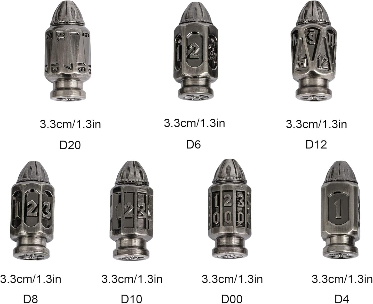 Silver Bullet Metal Dice Set With Magazine Storage Container