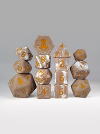 Mocha Latte 14pc Matte Dice Set Inked in Caramel