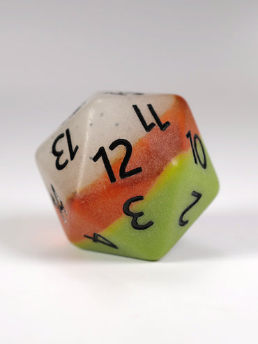 Papaya Glow in the Dark Spindown D20