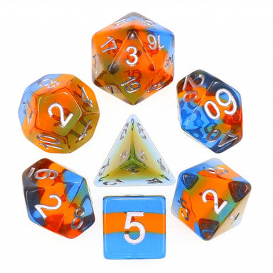 Parallel Universe Translucent Dice Set With Silver Numbers