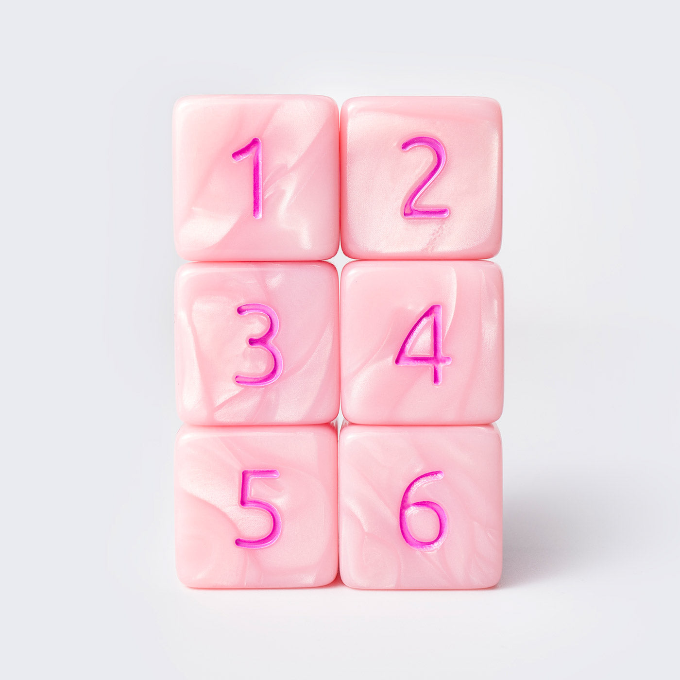 Kraken Signature's Pastel Pink with Pink Ink Polyhedral RPG D6 Dice Set