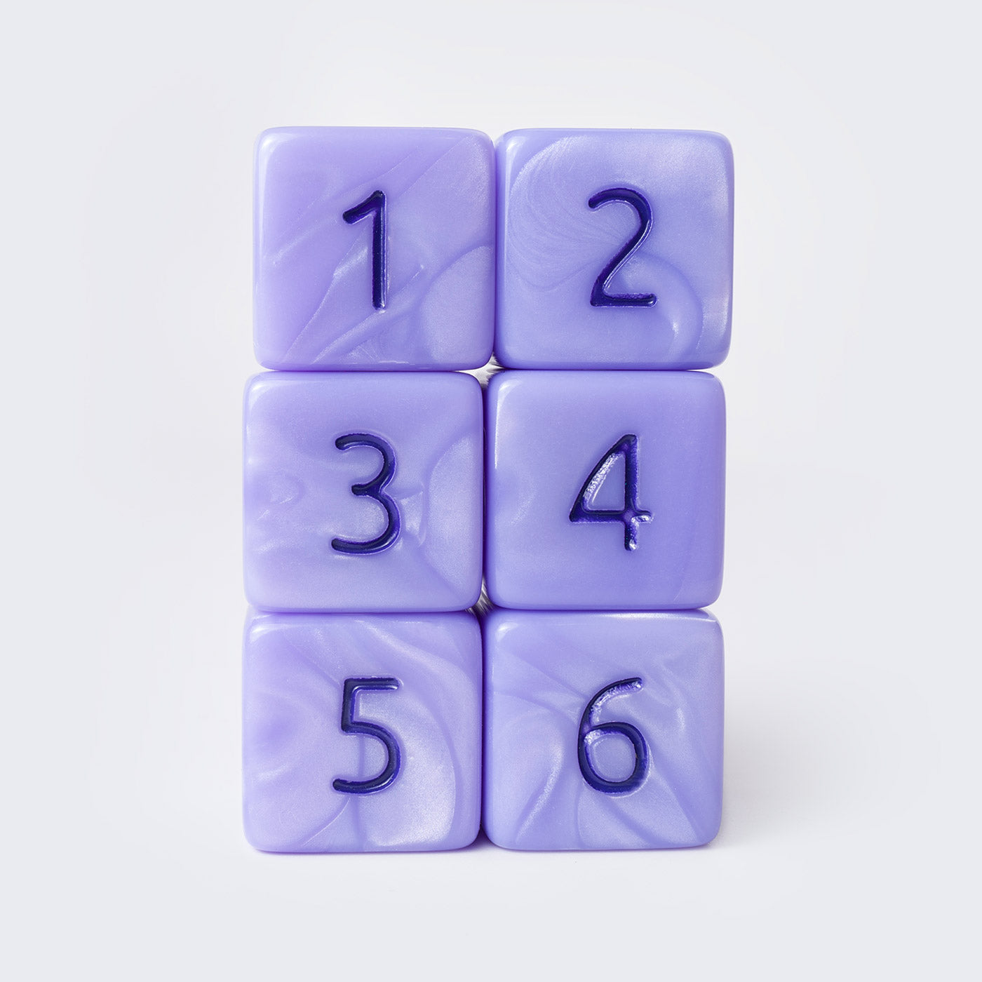 Kraken Signature's Periwinkle with Purple Ink Polyhedral RPG D6 Dice Set