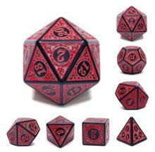 Magic Flame 7pc Dice Set inked in Red