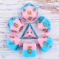 Pink Beach 7pc Dice Set inked in Gold