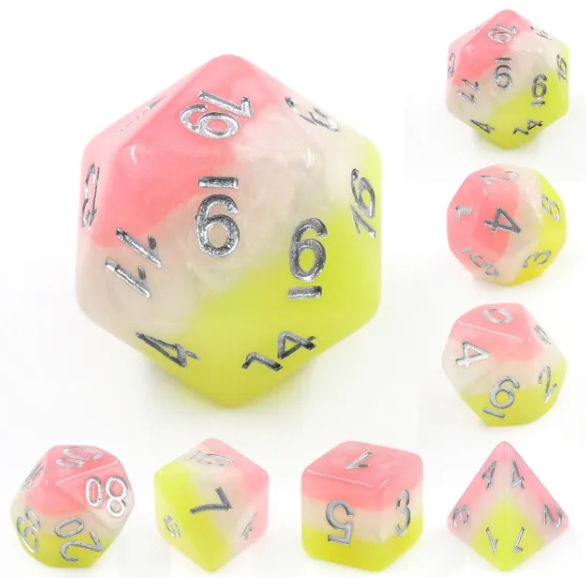 Posey 7pc Dice Set inked in Silver