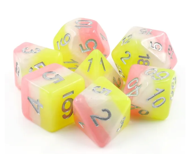 Posey 7pc Dice Set inked in Silver