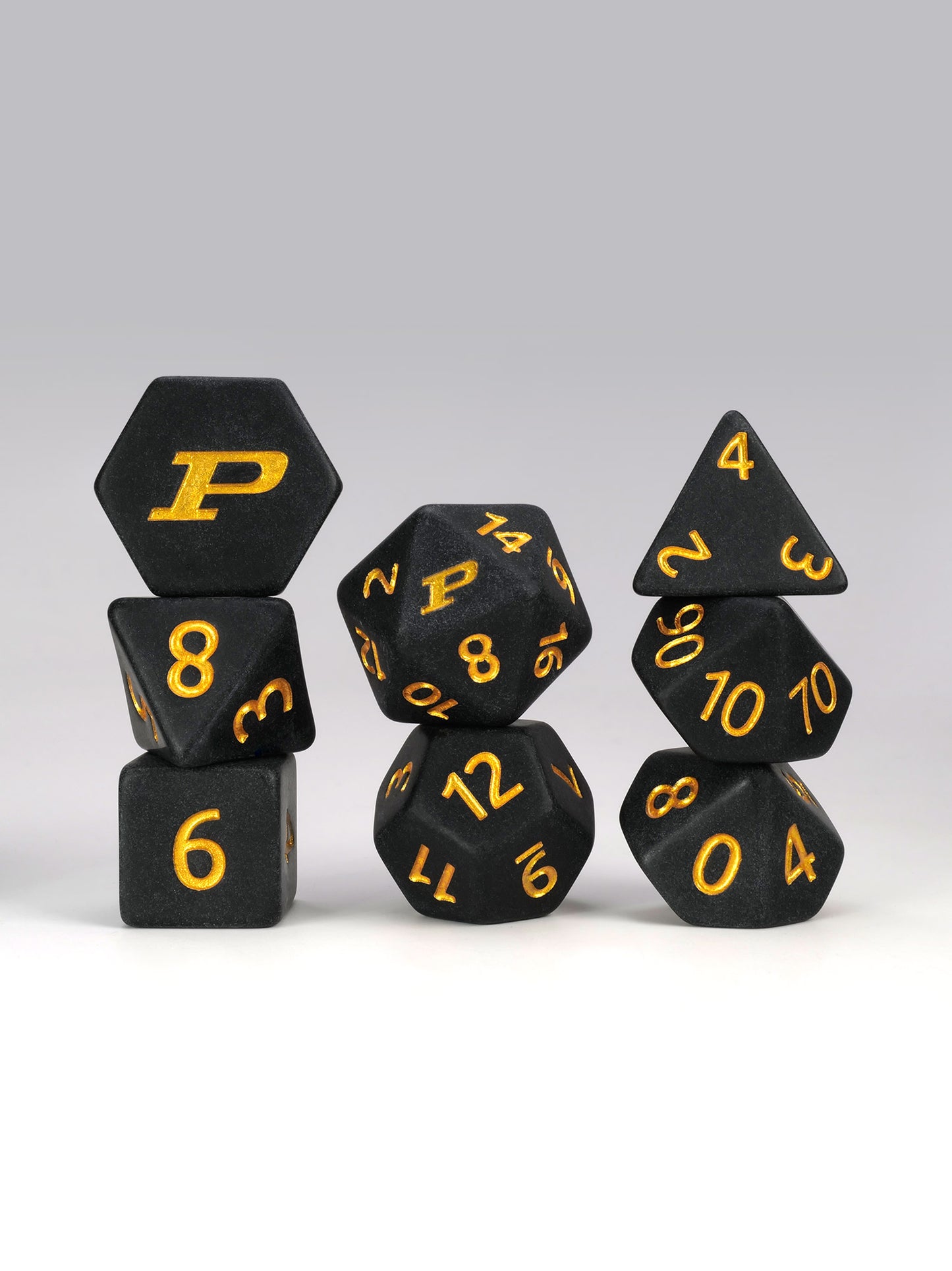 Purdue University 8pc Dice Set Inked in Gold