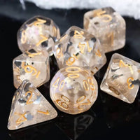 Grey Puppy 7pc Dice Set Inked in Gold