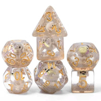 Grey Puppy 7pc Dice Set Inked in Gold